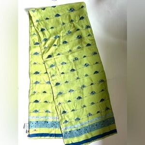 Qs silk scarf green turtles print rectangle long